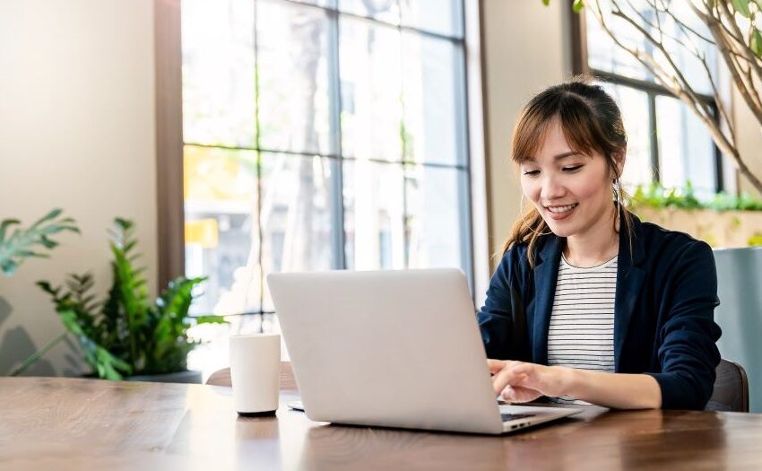 Woman from a small business on her laptop