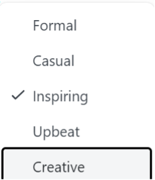 Copilot tone of voice options